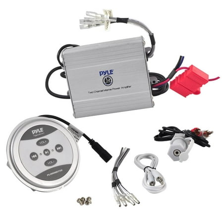 Pyle PLMRMBT5S - 2-Ch. Waterproof Rated Bluetooth Marine Amplifier Kit, Marine Grade Amp, AUX/RCA/MP3 Audio Input (600 Watt