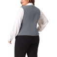 thumbnail image 3 of Agnes Orinda Women's Plus Size Suit Vest Double Breasted Vintage Lapel Collar Dressy Waistcoat Vest with 2 Pockets 2X Gray, 3 of 6