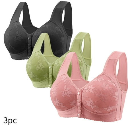 Itsame 3PC Bras for Women s Full Support Everyday Casual Bra Set Wireless Comfort Bralette Black Size 4XL