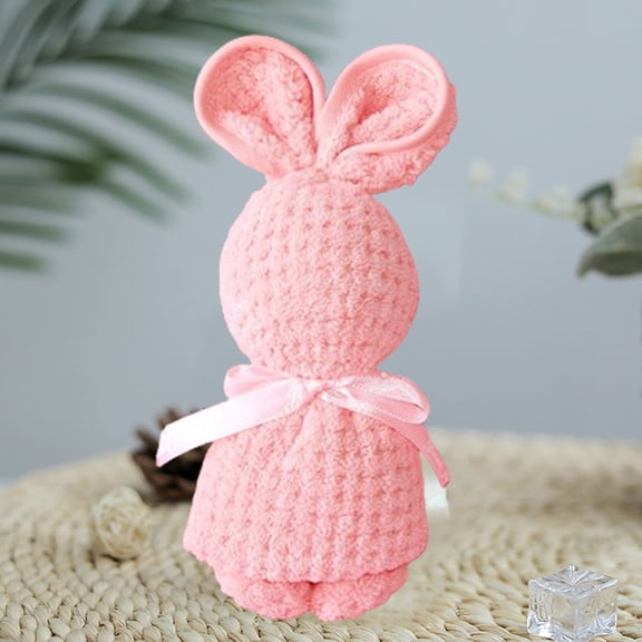Kugisaki Easter Decorations Easter Flocked Bunny Figurines with Bow for Easter Home Office Party Table Centerpiece Decoration
