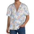 thumbnail image 3 of Xecao offers the Orchids Flowers for Men's Casual Short-sleeved Shirt, a button-up collared shirt with a pocket, perfect for beach vacations and yacht travel in the 4X-Large size., 3 of 7