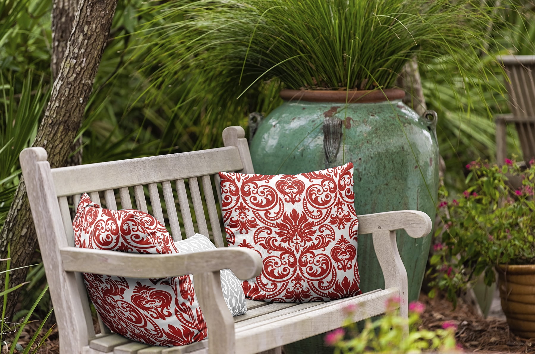18" x 18" Simply Daisy Alexys Indoor/Outdoor Polyester Throw Pillow, Red