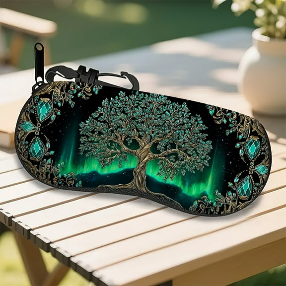 Vibrant Tree of Life MandalaPatterned Eyeglass Case,Ultra-Light Neoprene Soft Shell with Protective Lining & Secure Zipper (Trendy Unisex Design)