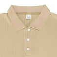 thumbnail image 5 of AHTJRT Men's Casual Knit Short Sleeve Golf T-Shirts Textured Slim Fit Button-Down Pullover Shirts Khaki M, 5 of 8