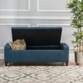 thumbnail image 3 of GDF Studio Alta Contemporary Tufted Storage Ottoman, Navy Blue Fabric and Dark Brown, 3 of 13