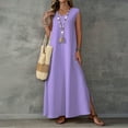 thumbnail image 2 of WTOBBY Women's Sleeveless V-Neck Side Slit Elegant Long Dress for Casual Outings & Evening Events,Light Purple S, 2 of 5