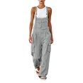 thumbnail image 2 of WULMLEO Women Long Casual Loose Cargo Bib Pants Overalls Baggy Rompers Outdoor Hiking Wide Leg Jumpsuits with Pockets Gray L, 2 of 5