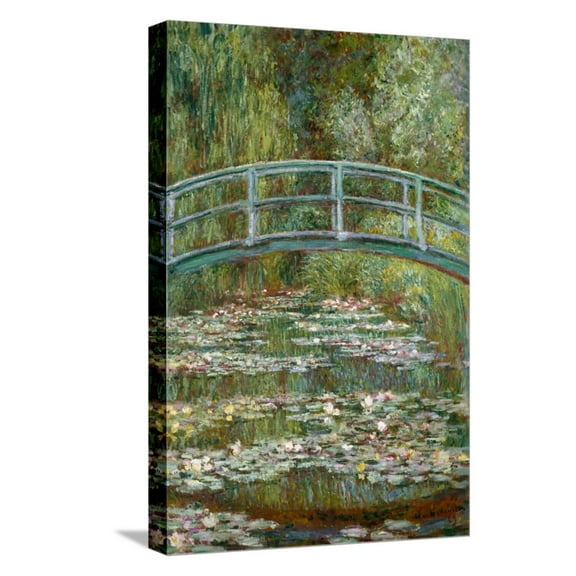 Art.com Bridge over a Pond of Water Lilies Stretched Canvas Print Wall Art by Claude Monet, 12" x 18"