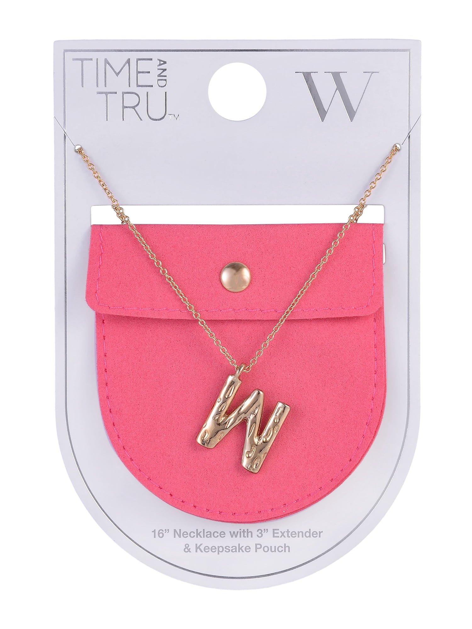 Time and Tru Goldtone Hammered Initial "W" Pendant Necklace