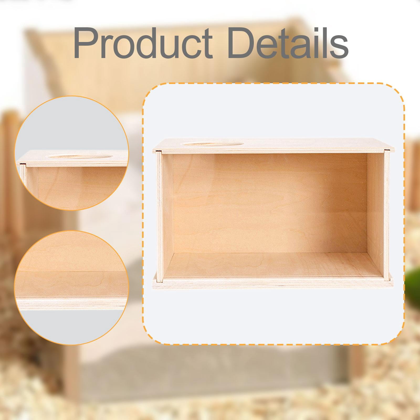 EHJRE Hamster Digging Box Pet Hideout Wooden Cage Decor Sand Bath Case Acrylic Visible Burrow Kit with Removable Lid Suitable for Small Pet Exploration Home Size L