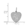 thumbnail image 3 of 925 Sterling Silver Solid Faceted Sweet Sixteen Love Heart Disc Charm 19x14mm Wide Pendant Necklace for Women, 3 of 3