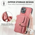 thumbnail image 4 of ELEHOLD iPhone 13 mini Crossbody Wallet Case, Zipper PU Leather Phone Case with Card Holder Wrist Strap Purse Cover for iPhone 13 mini,Pink, 4 of 7