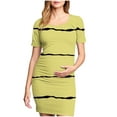 thumbnail image 2 of Ovzne Robes d'Été pour Femmes 2025 Robe pour Femme Jupe de Maternité Plissée Imprimée à la Mode Manches Courtes Col Rond Mi-Mollet Robe Grande Taille Manches Courtes Imprimée, 2 of 7