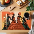 thumbnail image 2 of Black Women Placemats Set of 8, African Southwestern Boho Orange Yellow Placemats for Dining Table, Place Mats for Kitchen Tabletop, Waterproof Wipeable Dining Table Mats Set, 2 of 9