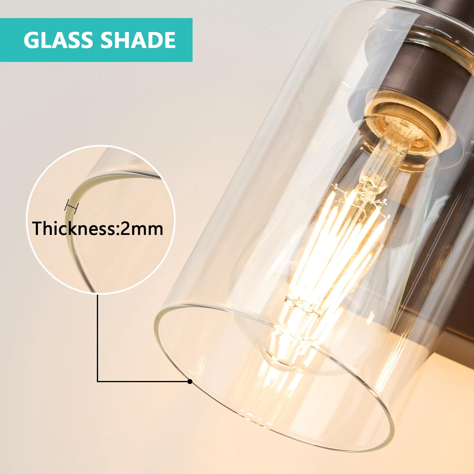 2-light Bathroom Light Fixtures Modern Orb Vanity Lights For Lighting Over Mirror With Clear Glass Shade Cabinet Bedroom Hallway