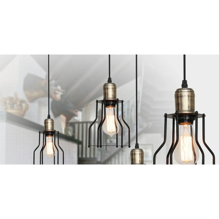 Pendant Light Retro Style Vintage Loft Design Black Basket Cage Hanging Ceiling Lamp Industrial Lighting Fixture And Decoration For Living Room Bedroom Canada Pendant Light Retro Style Vintage Loft, Hanging Light Bulb Fixture