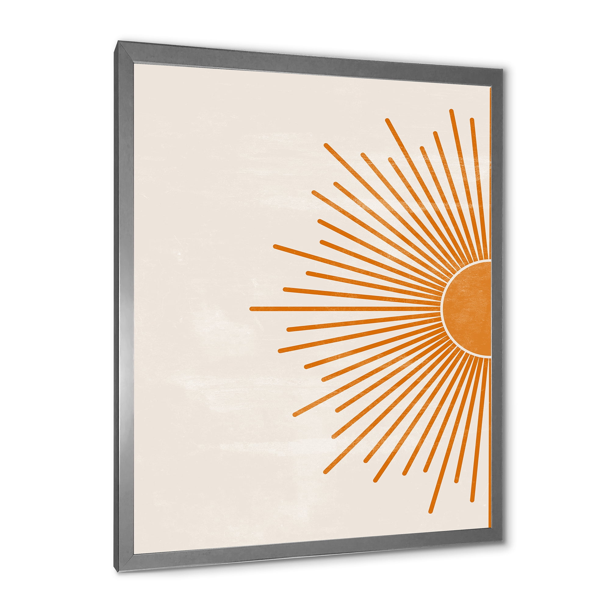 Designart 'Orange Sun Print On Beige I' Modern Framed Art Print