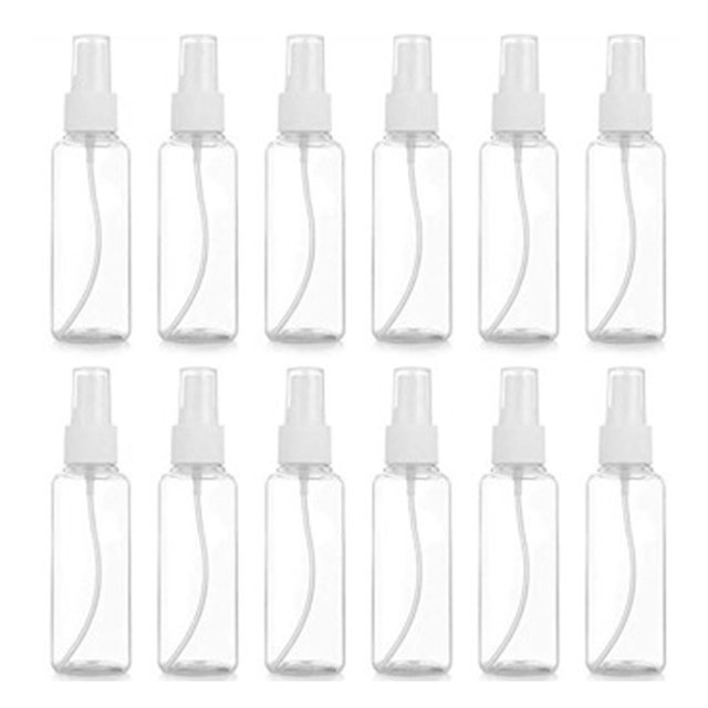 12pcs 50ml Botella de spray vacía de plástico transparente Mini botella de perfume de tóner Likrtyny Cuidado Belleza