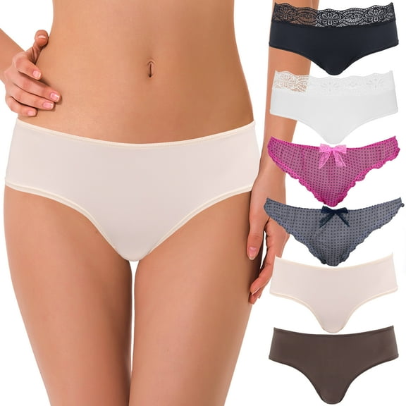Curve Muse Women's Sexy Lace Bikini Hipster Briefs Panties Underwear-6PCS-PACKA-S/5