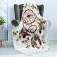thumbnail image 4 of Feather Soft Flannel Fleece Throw Blanket, Dream Catcher with Butterflies and All Seeing Eye Watercolor Style, Cozy Plush for Indoor and Outdoor Use, 70" x 90", Multicolor, by Ambesonne, 4 of 5
