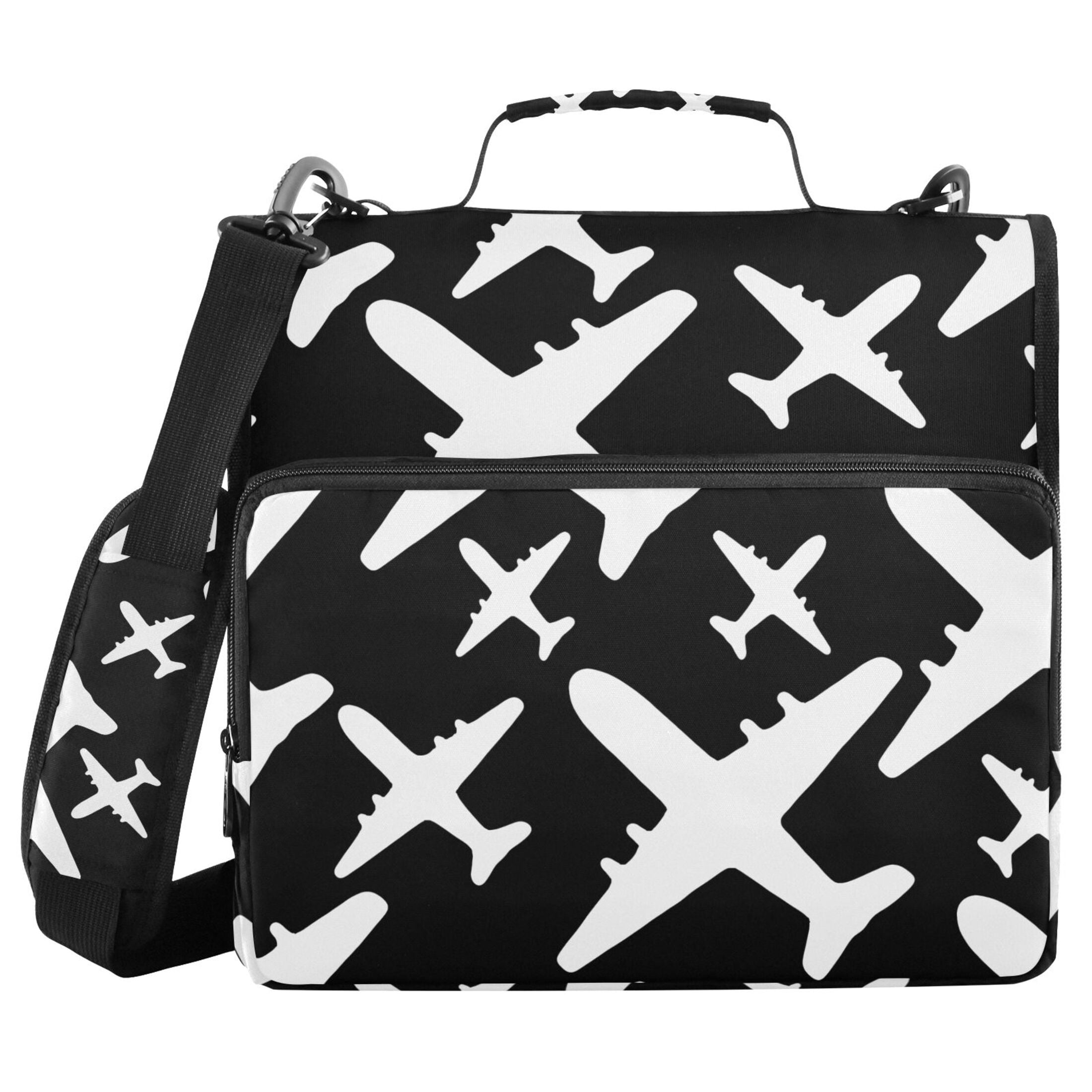 ALAZA Zipper Binder Cute Airplane Pattern 3 Ring Trapper Keeper File Folder Organizer Bag