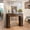 Black/ Walnut/Glass Shelf, variant on Entryway Console Table with LED Light, 41 Inch Narrow Sofa Table Behind Couch with Glass Open Shelf, Rustic Entrance Table for Entryway, Foyer, Hallway, Black/Walnut