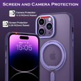 thumbnail image 3 of Case for iPhone 14 Pro,  [Compatible with Magsafe] with 360° Rotatable Ring Holder Invisible Stand Slim Translucent Matte Women Men Shockproof Protective Phone Cover 6.1 Inch, Purple, 3 of 17