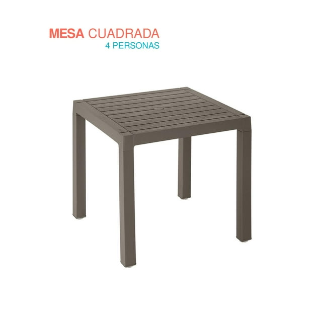 Mesa De Plastico 75x75 Cm Desmontable Cuadrada BARU cafe 6.49 pulg Pido Todo MSA1-BRU