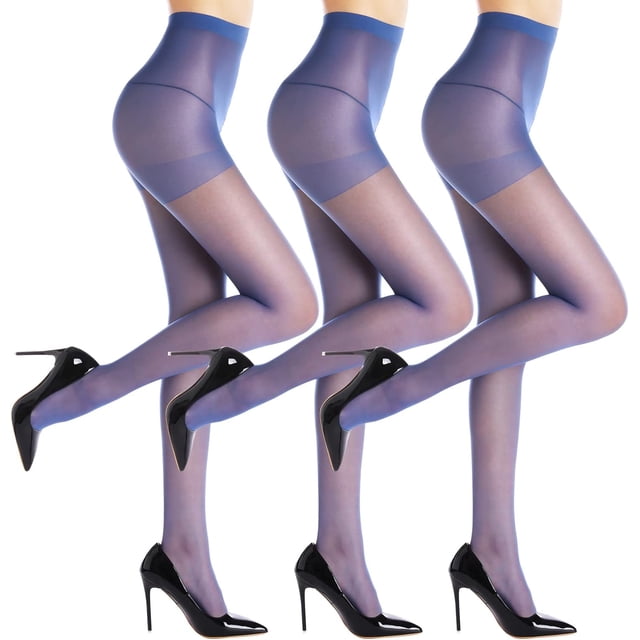 G&Y 3 pares de medias transparentes para mujer - Pantimedias superiores con control 20D con puntera reforzada
