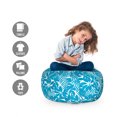 thumbnail image 2 of Aqua Storage Toy Bag Chair, Tropical Tree Leaves Pattern Hawaiian Nature and Vegetation Foliage in Blue and White, Stuffed Animal Organizer Washable Bag, Large Size, Blue White, by Ambesonne, 2 of 3