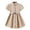 Khaki, variant on Girls School Uniform Shirt Dress, Puff Short Sleeve Lapel Collar A-Line Midi Dress with Matching Belt, Solid Color Preppy Outfit for Back to School Daily Outdoor Wear(Khaki,6-7 Years)