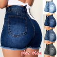 thumbnail image 2 of Womens Shorts Lightweight Breathable Hotpant High Broken Slim Ripped Waisted Denim Jeans Fit Pantalones Pants Shorts for Women Black S,M,L,XL,2XL,3XL, 2 of 9
