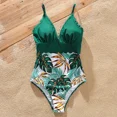 thumbnail image 3 of PatPat Women One Piece Swimsuits High Waist V Neck Tropical Plants Family Matching Bathing Suit Set, 3 of 7