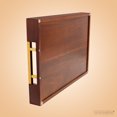 thumbnail image 6 of Home Redefined Serving Tray Acacia Wood Polished Gold Stainless Steel Handles 17.5x12in, 6 of 7