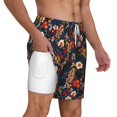 thumbnail image 3 of Goofa Orchids Flowers Printed Men's Swim Trunks Board Shorts Quick Dry Mens Swimming Trunks with Compression Liner,Breathable Fit Hawaii Beach Shorts-3X-Large, 3 of 9