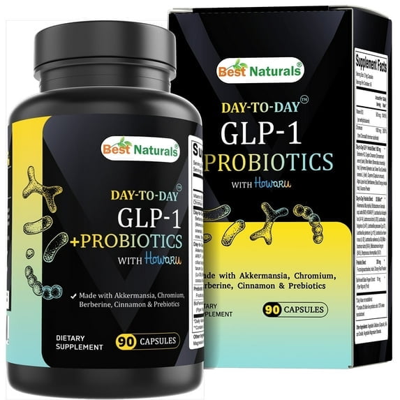 (2 pack) Best Naturals Day-to-Day GLP-1 + Probiotics Supplements 90 Veg Capsules - Made with Akkermansia, Chromium, Berberine, Cinnamon & Prebiotics