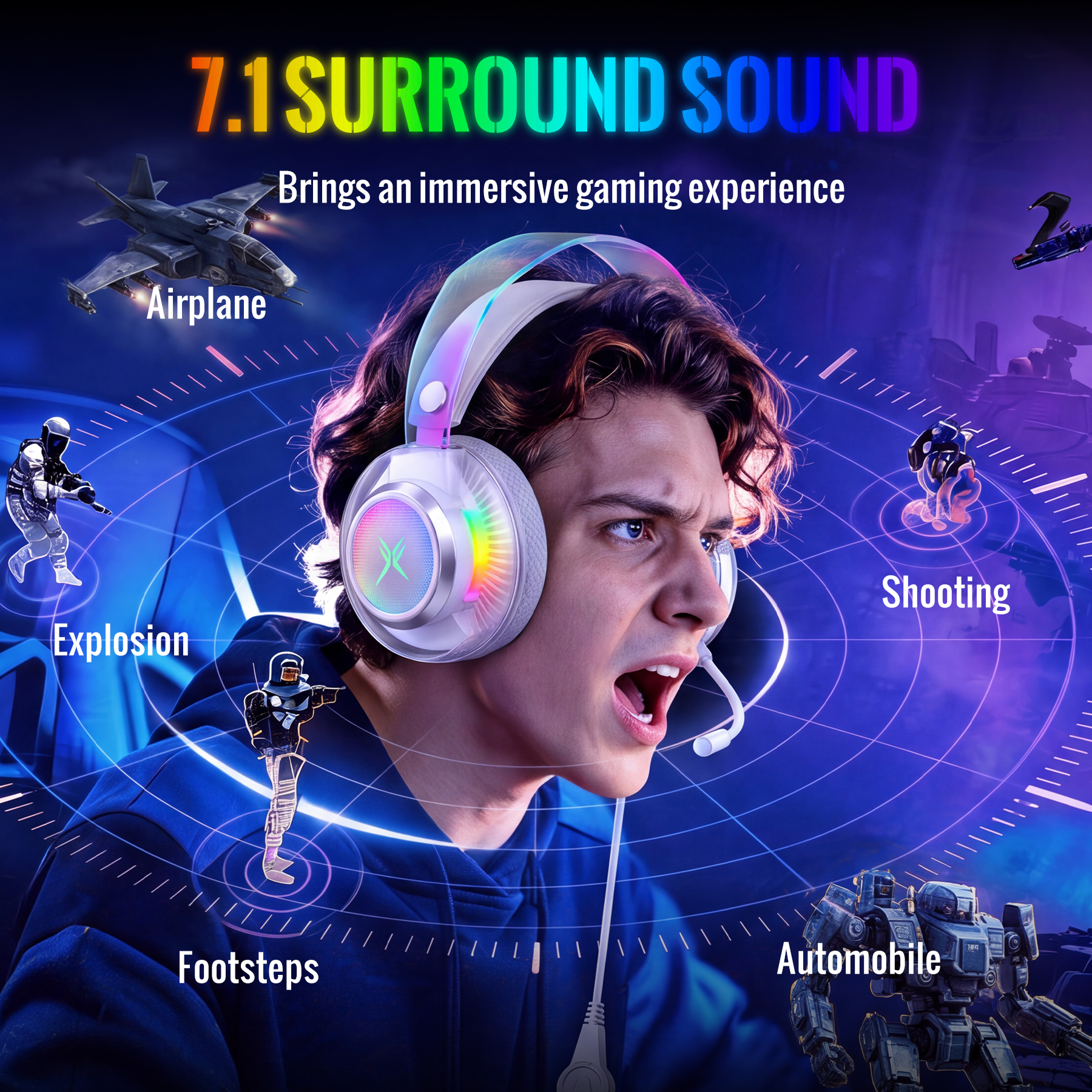 VEATOOL G5 7.1 Surround Sound USB Gaming Headset photo 8