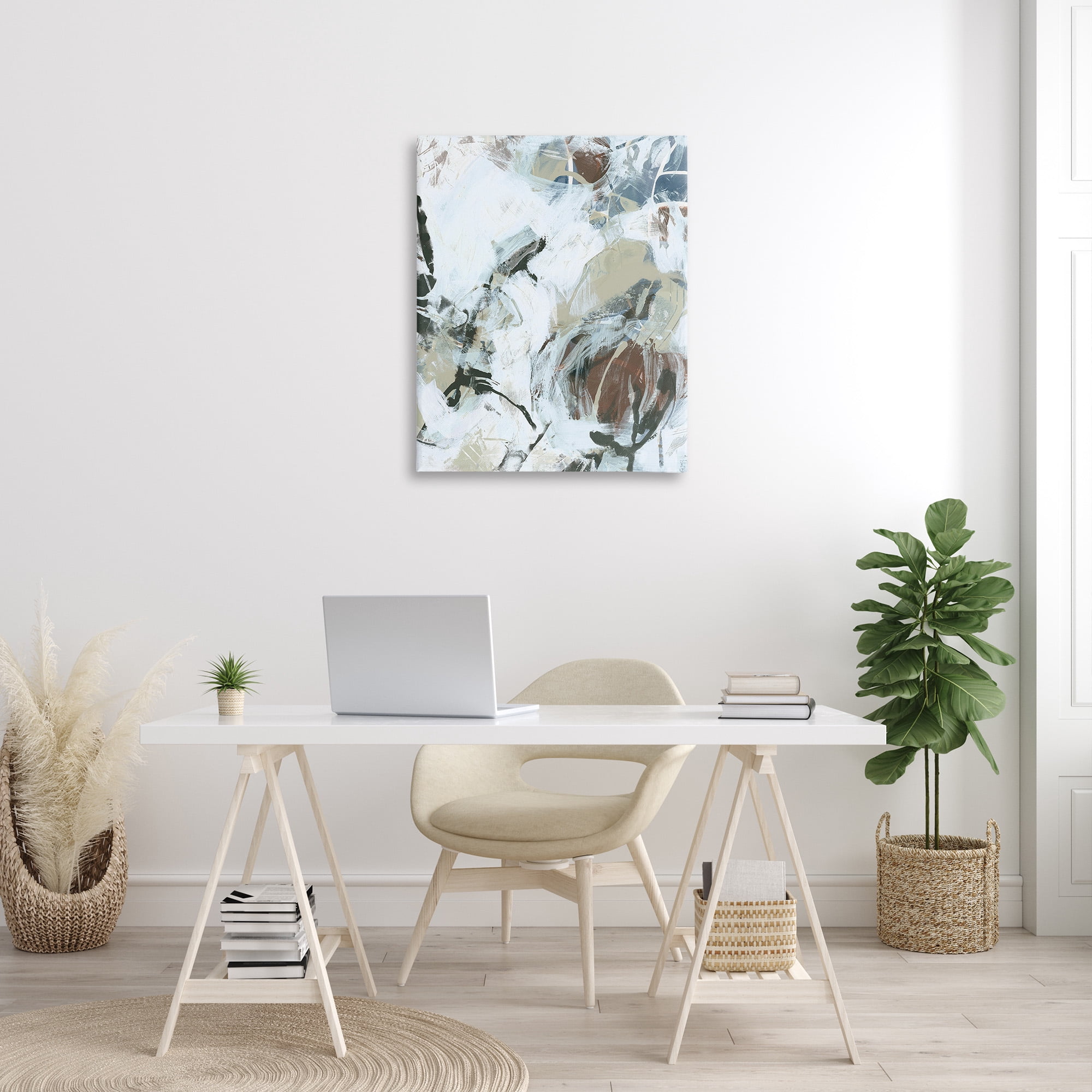 Stupell Industries Expressive Neutral Abstraction Abstract Painting Gallery Wrapped Canvas Art Print Wall Art, 30 x 40
