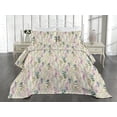 thumbnail image 2 of Ambesonne Nature Quilted Coverlet 3 Pcs, Botanical Watercolor Foliage, King Size, Pale Purple and Grey Teal, 2 of 4