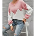 thumbnail image 2 of Drop Shoulder Color Block Sweater Pink Large, 2 of 5