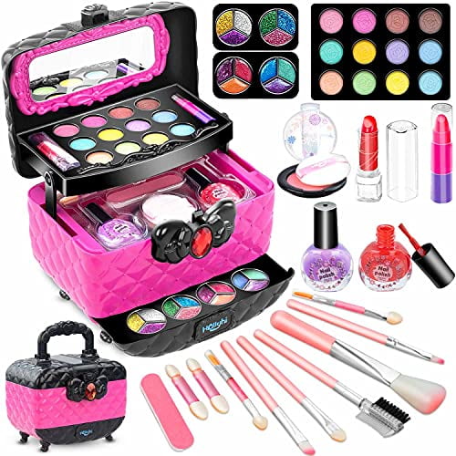 Hollyhi 41 Pcs Kids Makeup Toy Kit for Girls, Washable Makeup Set Toy with  Real Cosmetic