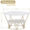 thumbnail image 2 of TOYTEXX Table Basse en Faux Marbre, Rangement à 2 Niveaux, Salon, Rectangulaire, MDF et Acier, Or Blanc, 2 of 5