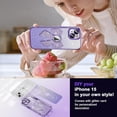 thumbnail image 4 of Case for iPhone 15 Case Glitter Bling Crystal Bow Design Full Camera Lens Protector Anti-Scratch Bumper Shockproof Cover Women Girls Soft TPU Case for iPhone 15 Purple KDL, 4 of 15
