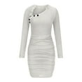 thumbnail image 4 of BangWanChi White Dress Women Women's Sexy Solid Long Sleeve Buttocks Dresses, 4 of 6