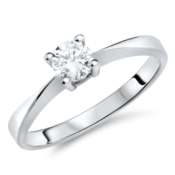 Spot Jewel Gorgeous 2 Ct Round Cut Diamond Solitaire Engagement Ring - Lab-Created Simulated Diamond - 14K White Gold Plated - Unique Prong Set Design for Proposals and Anniversary Gift for Her