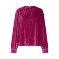 thumbnail image 4 of YUGYXL Puff Sleeve Shirts for Women Dressy Velvet Tops Elegant Long Sleeve Velour Blouses Casual Crewneck Work Shirt Hot Pink XL, 4 of 8