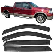 Ikon Motorsports Window Visors Fit 04-08 Ford F150 Supercrew Cab & 06-08 Lincoln Mark LT Acrylic 4Pc Set Outside Mount