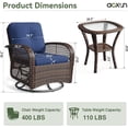thumbnail image 3 of Sunmthink 3 Pieces Patio Furniture Set, Patio Swivel Rocker Chairs Set of 2, Wicker Outdoor Bistro Set with Rocking Chair, Thickened Cushions and Table for Porch (Navy Blue), 3 of 6
