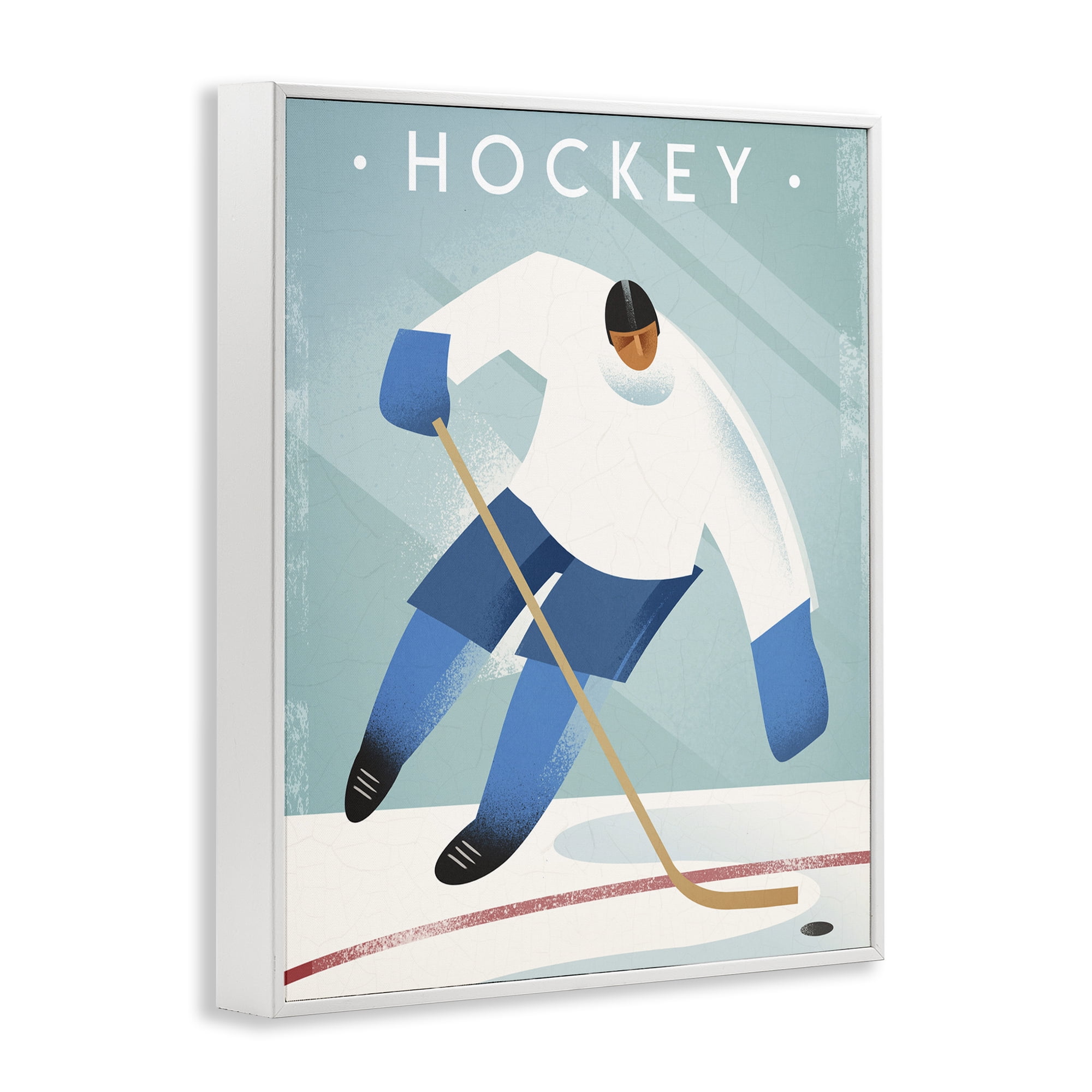 Stupell Industries Vintage Hockey Player White Framed Giclee Art, design by Martin Wickstrom