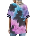 thumbnail image 4 of Blmnix Tshirts Shirts for Women Plus Size Tops Pullover Graphic T Shirts Tops Purple Crew Neck Elbow-Length Spring Blouses for Women,XXL, 4 of 6